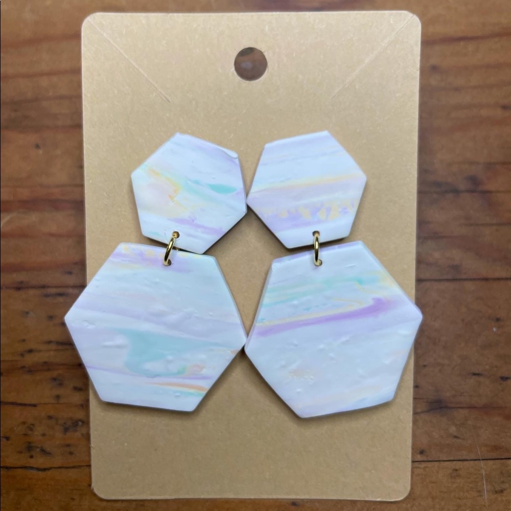 Pastel polymer clay statement earrings